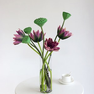 Künstliche Lotusblüte, Seerose mit langem Stiel, Saatpode des Lotus, Home Floral Dekor, Hochzeits-Arrangement, Partytisch Mittelstück