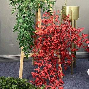 Herfst Nandina Firepower Wandhangen, Hemelse Bamboe met Gebladerte, Kunstmatig Groen Ambacht, Home Floral Decor, Bruiloft Arrangement