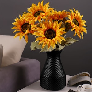 Quality Sunflower Stem Fake Flower with Foliage Artificial Home Plant Arrangement Wedding Party Floral Decor Table Centerpiece Garden Craft
