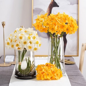 Fake Daffodil Stem Bouquet Artificial Narcissus Bundle Quality Fake Flower Decor Living Room Party Floral Material Wedding Table Centerpiece