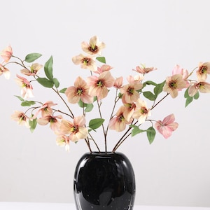 Lenten Rose Stem met Bladeren, Real Touch Helleborus Spray, Kunstbloem Craft, Home Floral Decor, Wedding Party Arrangement Middelpunt