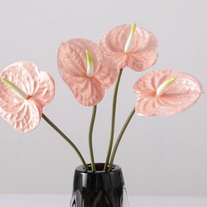 Fake Anthurium Flower Stem, Artificial Flamingo Lily Flower, Tropical Bloom Decor, Home Floral, Wedding Arrangement, Table Centerpiece, Gift