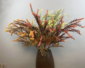 Flor de salvia artificial con follaje, tallo de salvia falso, flor silvestre rústica falsa, decoración floral para el hogar, ramo de fiesta DIY, disposición de spray de mesa