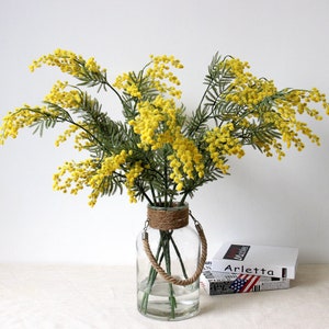 Artificial Canadian goldenrod high quality flocked plant home indoor fake flower arrangement coffee shop floral decoration rustic wildflower