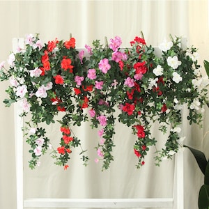 Quality Azalea Wall Hanging, Artificial Rhododendron Vine,  Fake Climbing Flower with Foliage, Door Arch Floral Decor, Wedding Arrangement