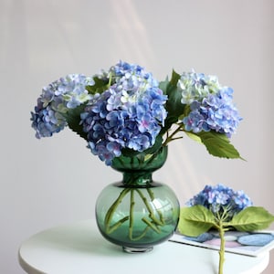 Tallo de hortensia artificial con follaje calidad Flor falsa y hoja Fiesta de bodas Decoración floral Planta hogar Mesa Centro de mesa para jardín