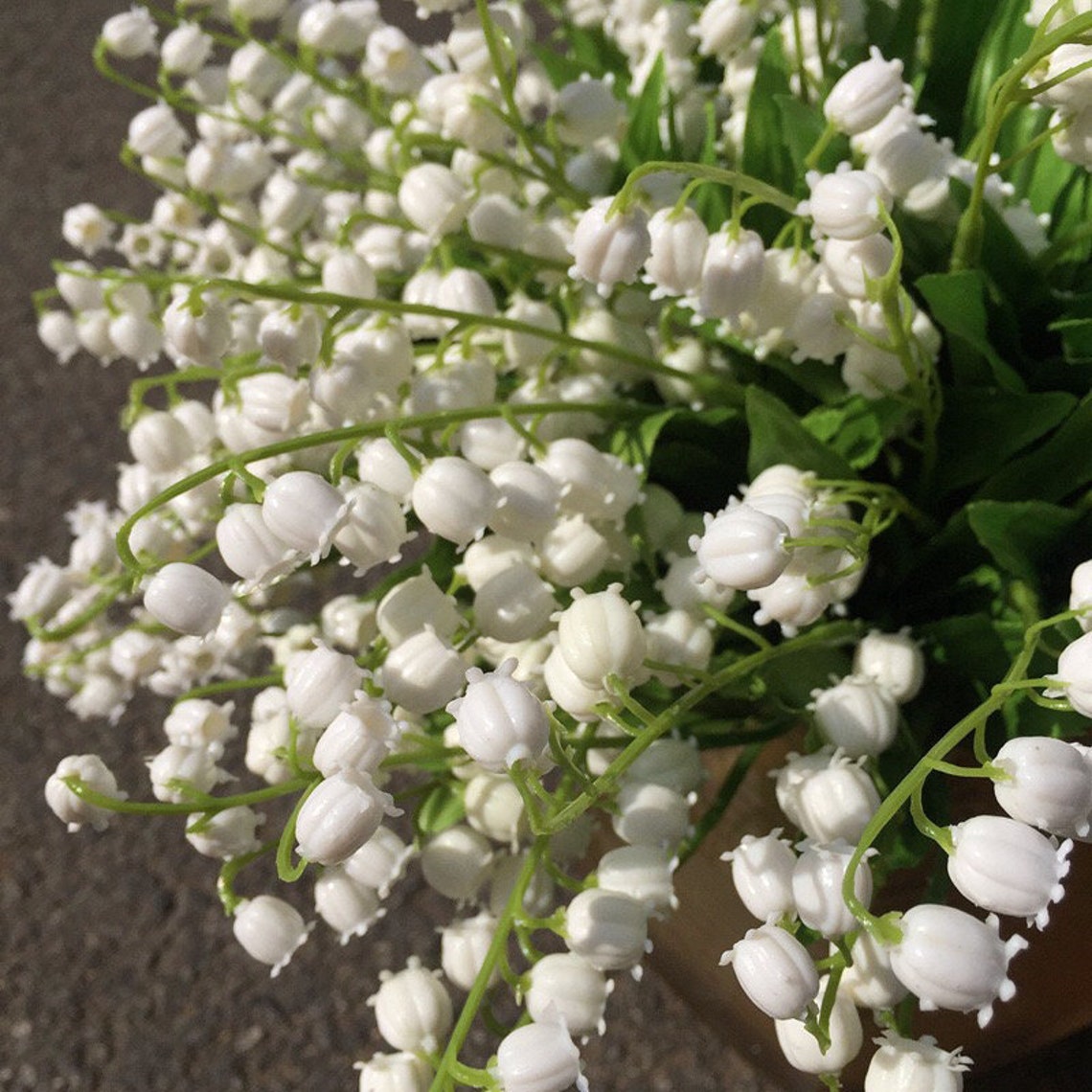 Rustic Artificial Lily of the Valley Posy Real Touch Bouquet With Leaf ...