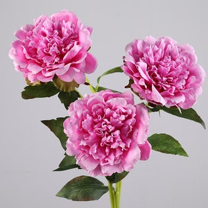 Real Touch Peony Flower Spray with Leaves, Artificial Flower Craft, Chinese Home Floral Decor, Wedding Party Arrangement, for Bridal Bouquet
