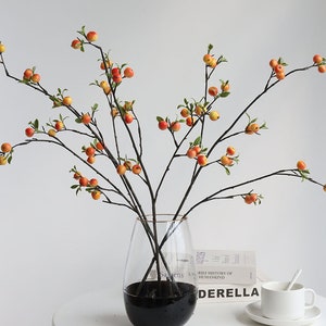 Artificial Mini Apple with Leaf Bud Fake Small Berry Stem Chinese Home Plant Arrangement Wedding Party Floral Decoration Material for Garden