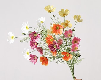 Flor de cosmos de tallo largo, flor de galsang falsa, artesanías con flores artificiales, decoración floral para el hogar, arreglos florales para bodas, centro de mesa