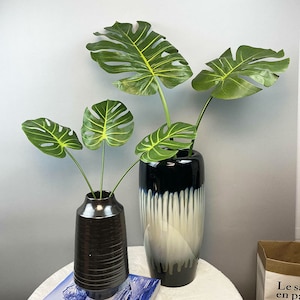 Sztuczny liść Monstera Deliciosa, sztuczna roślina szwajcarskiego sera, egzotyczna łodyga liści tropikalnej zieleni, domowy materiał kwiatowy, rękodzieło z roślin na imprezę