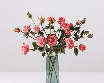 Dried Rose Stem with Buds, Artificial Flower Crafts, Vintage Home Floral Decor, Wedding Party Arrangement Centerpiece, Bouquet Wreath Filler