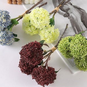 Faux Hydrangea Bouquet, Fake Flower Crafts, Artificial Flowers, Home Floral Decor, Wedding Party Bloom Arrangement, Dining Table Centerpiece
