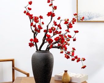 Artificial Chinese Plum Blossom Branch Fake Peach Bloom Stem Arrangement Quality Silk Floral Can Be Styled Wax Flower Home Decoration Pick