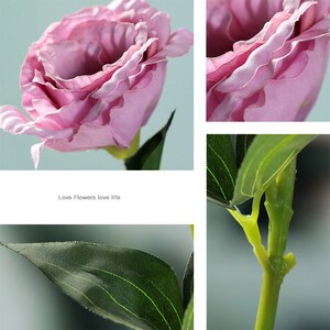Artificial Lisianthus Stem Quality Eustoma Flower with Leaf Home Floral Decor Wedding Party Greenery Arrangement Material Table Centerpiece image 7