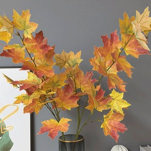 Ahornlaub Langer Zweig, HerbstBaumahorn Zweig, Rustikaler Pflanzenschmuck, Kunstblumen-Handwerk, Home Floral Dekor, Hochzeitsgesteck