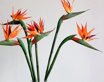 Calidad Ave del Paraíso Tallo Fake Strelitzia Decoración floral Arreglo floral rústico Sala de estar Piso Relleno de jarrón Selección de plantas realista