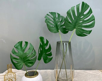 Kunstmatige Monstera bladsteel, Faux tropische plant gebladerte, indoor groen decoratie, home bloemstuk, raam bloem ornament cadeau