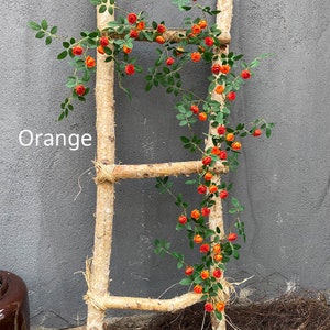 Long Climbing Rose Cane Artificial Wall Hanging Flower Vine Home Floral Decoration Wedding Arch Plant Arrangement for Outdoor Garden Fence