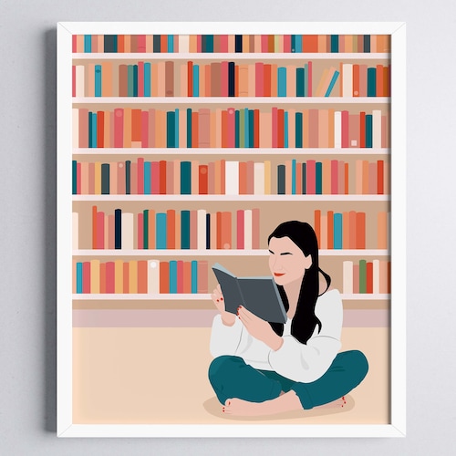 Book Lover Art Print Girl Reading Art Print Etsy