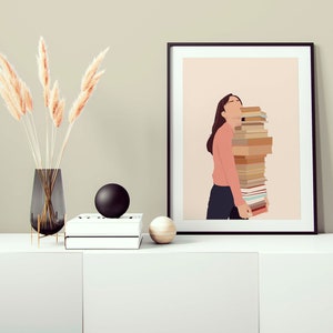 Book Lover Art Print, Instant Download Print image 2