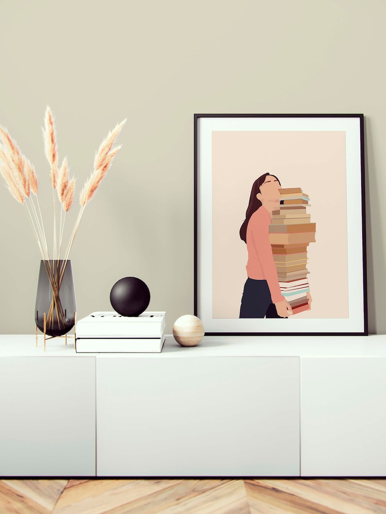 Book Lover Art Print, Instant Download Print image 2