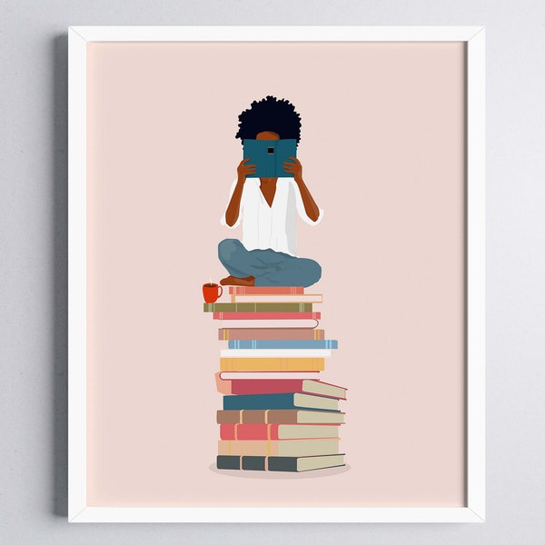 Book Lover Art Print, Girl Reading Art Print