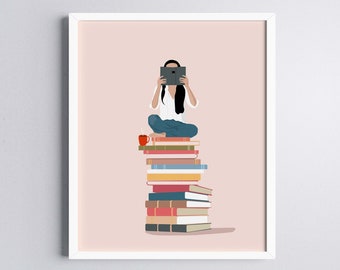 Book Lover Art Print, Girl Reading Art Print | Book Gift