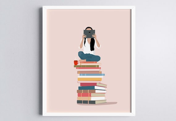 Book Lover Art Print, Girl Reading Art Print Book Gift -  Canada