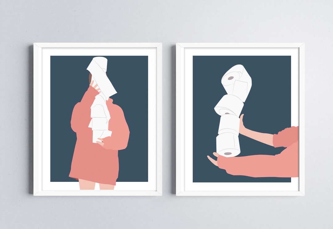 Bathroom Art Print Set Toilet Paper Art Print Set Bathroom Wall Art Etsy