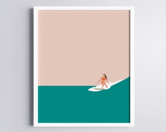 Surfing Girl Art Print