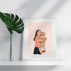 Book Lover Art Print, Instant Download Print image 4