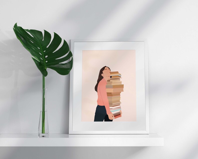 Book Lover Art Print, Instant Download Print image 4