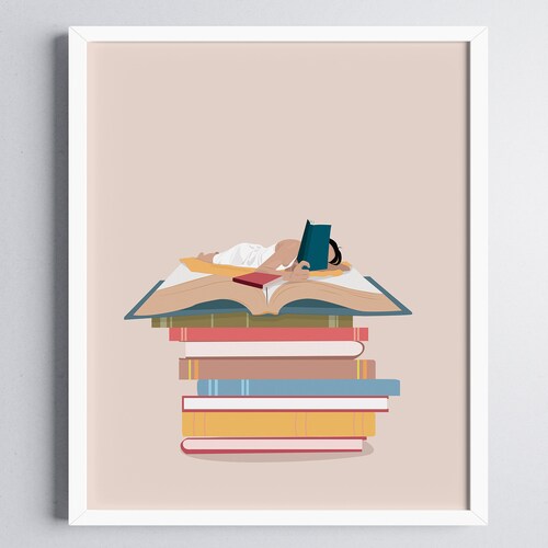 Book Lover Art Print Girl Reading Art Print Etsy