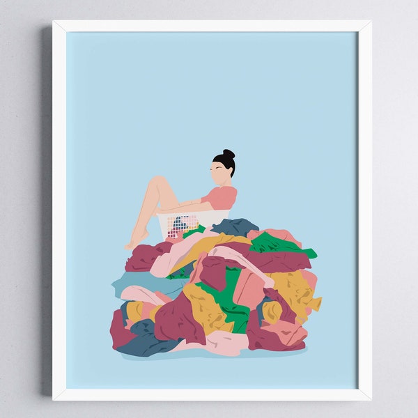 Laundry Day Art Print, Laundry Room Wall Art, Pastel Colors Art Print