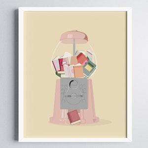 Book Lover Art Print, Girl Reading Art Print, Beige Colors Art Print | Book Gift