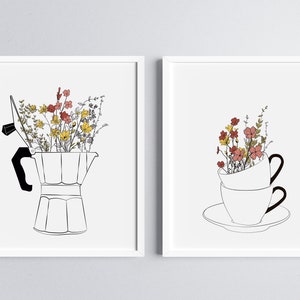 Coffee Lover Art Print Set | Kitchen Print set of 2