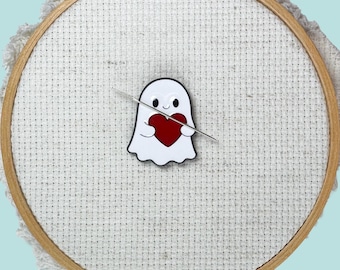 Ghost Heart Needle Minder, Enamel Needle Magnet for Cross Stitch,  Embroidery, Needlepoint, Quilting, Crewel, Knitting, Sewing, Crocheting