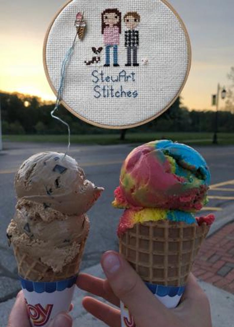 Ice cream cone magnetic needle minder – fun enamel accessory for cross stitch, embroidery, and needlepoint – sweet summer stitching gift for ice cream and dessert lovers.