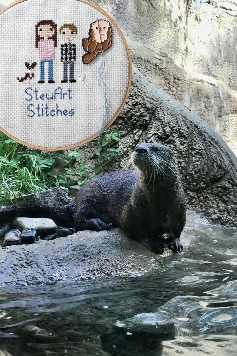 Brown otter magnetic needle minder – woodland animal enamel accessory for cross stitch, embroidery, and needlepoint – cute stitching gift for nature and wildlife lovers.