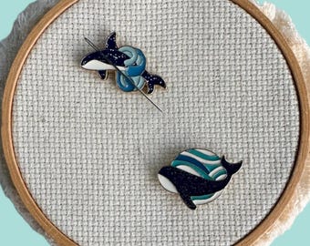 Whale Magnetic Enamel Needle Minders