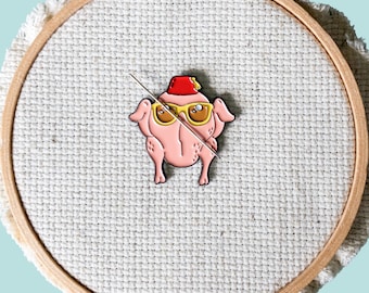 Turkey Enamel Needle Minder, Needlepoint Magnet