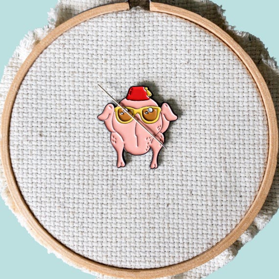 Turkey Enamel Needle Minder, Needlepoint Magnet