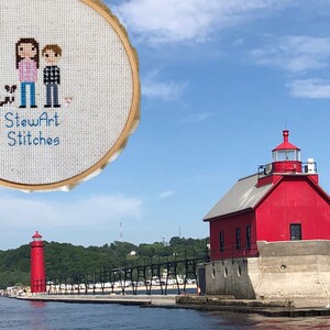 Lighthouse magnetic enamel needle minder – coastal-themed needle holder for cross stitch, embroidery, sewing, quilting, or needlepoint. Great gift for nautical or beach lovers.