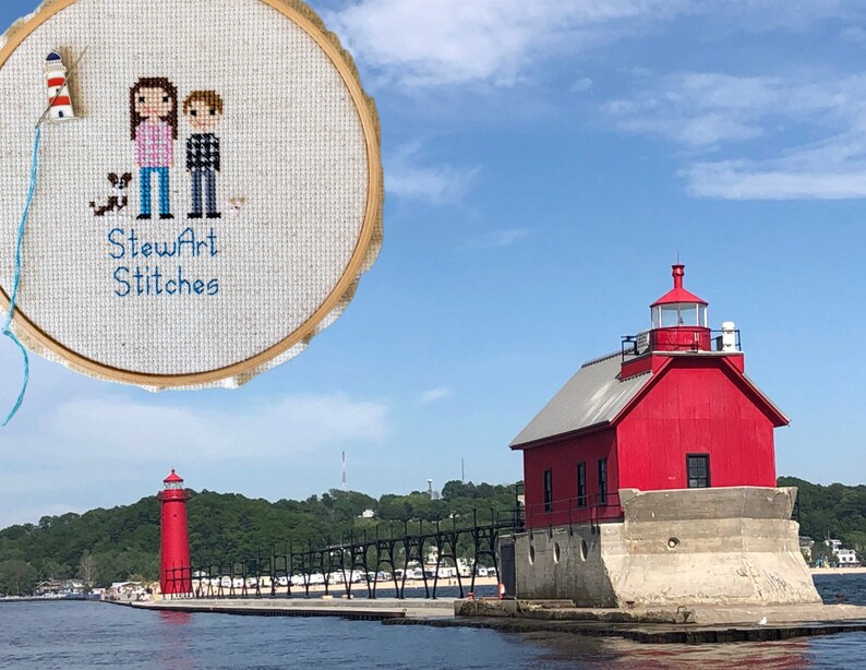 Lighthouse magnetic enamel needle minder – coastal-themed needle holder for cross stitch, embroidery, sewing, quilting, or needlepoint. Great gift for nautical or beach lovers.
