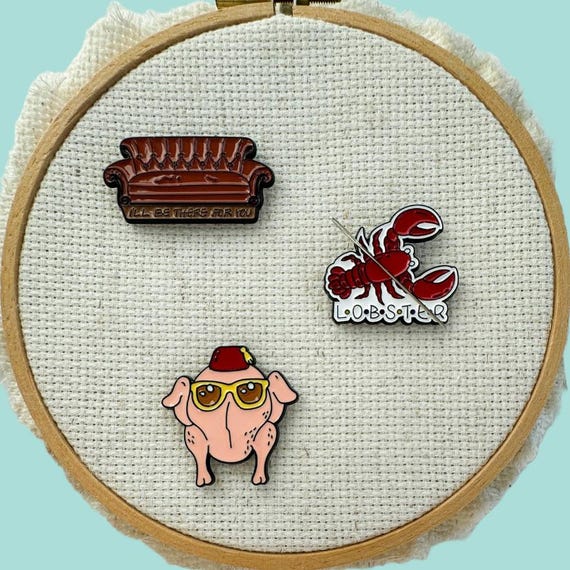 Enamel Needle Minder, Friends Inspired, Cross Stitch Magnet