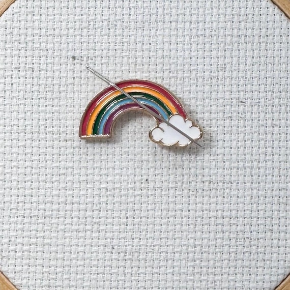 Rainbow Enamel Needle Minder, Crafting Magnet, Lapel Pin