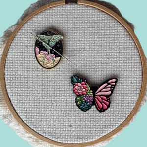 Butterfly or Moth Needle Minder, Fridge Magnet, Magnetic Lapel Pin, Magnetic Enamel Needle Nanny, Needlepoint Magnet, Embroidery Magnet