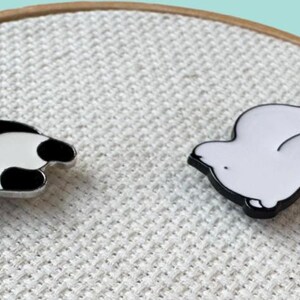 Panda bear and polar bear magnetic needle minder set – adorable enamel accessories for cross stitch, embroidery, and needlepoint – cute animal themed stitching gift for bear lovers.