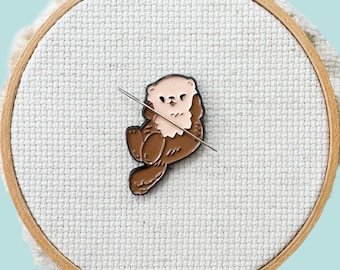 Otter Enamel Needle Minder, Fun Fridge Magnet, Magnetic Lapel Pin